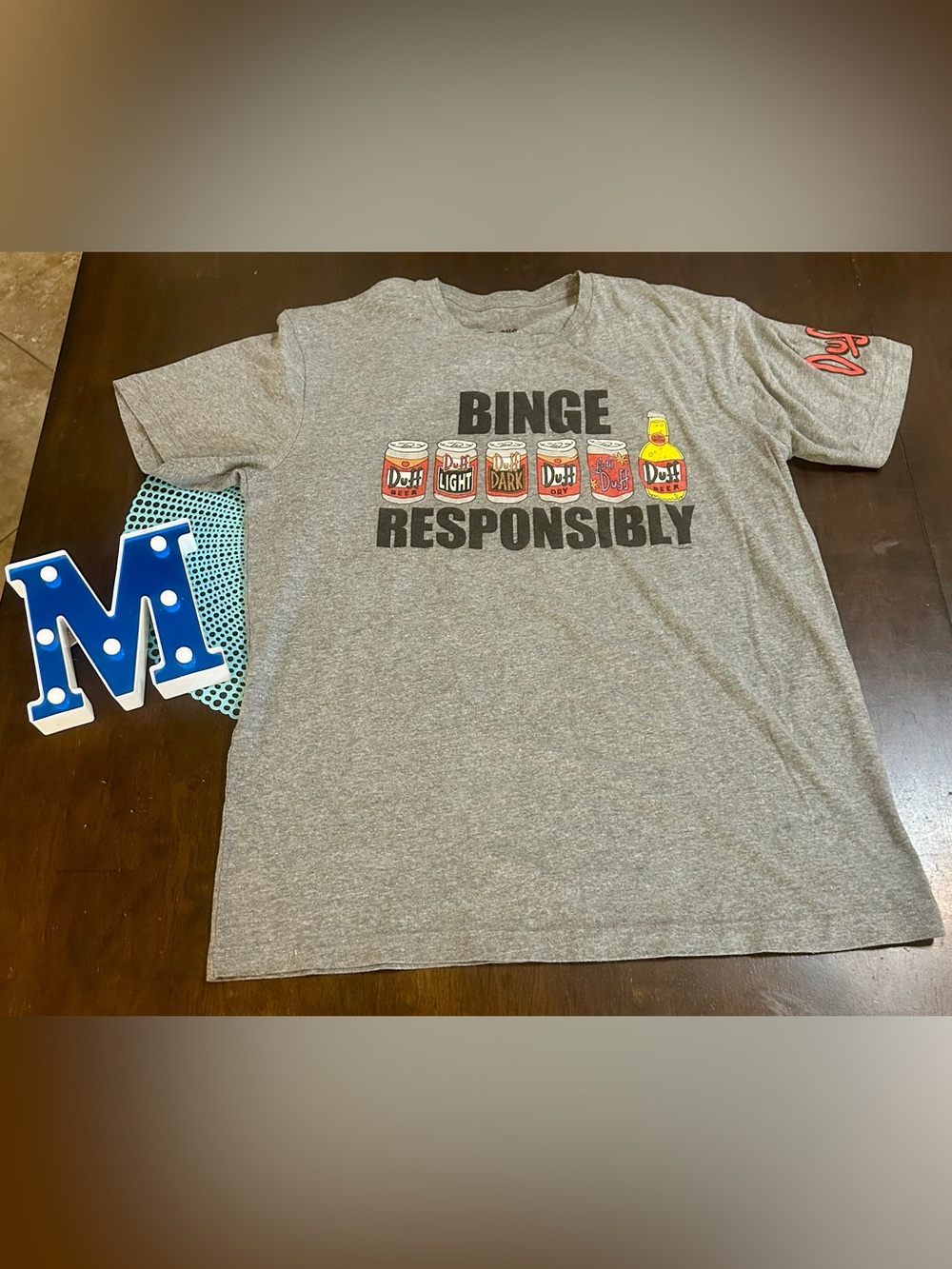 The Simpsons “Binge Responsibly” Men's Gray T-shirt Size: Large